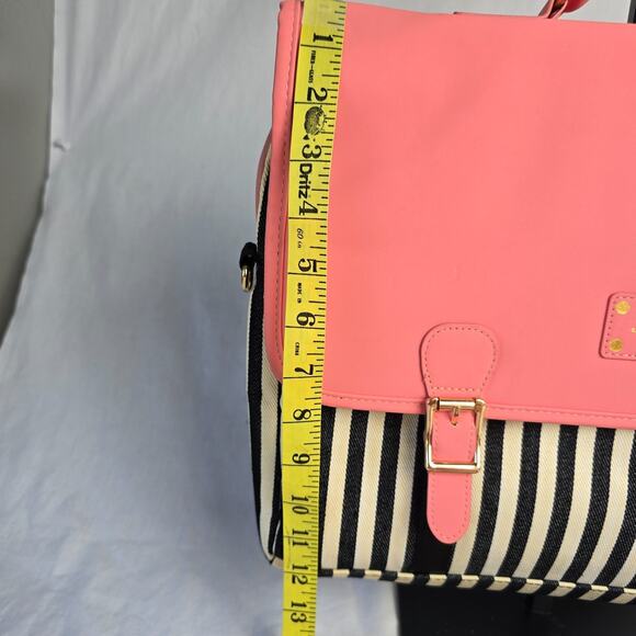 Kamliu Laptop Messenger Bag Pink w/ Black & Off White Stripes 16" x 12" x 2.5" - Picture 11 of 14